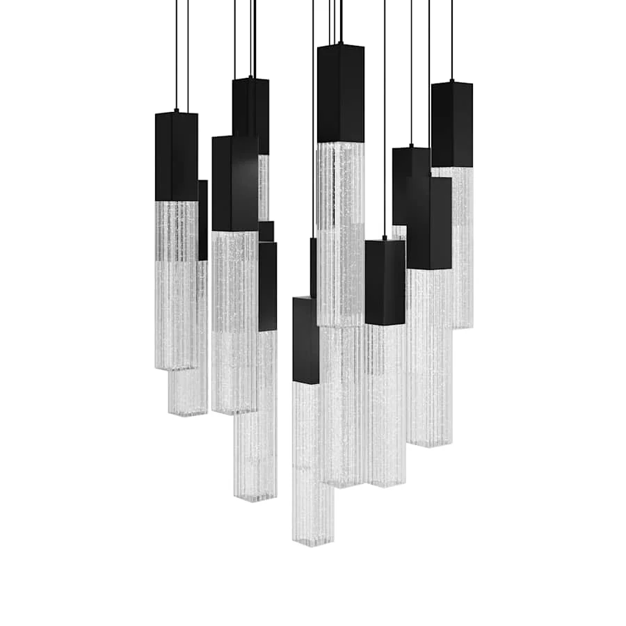 Modern Forms Cinema 23" Wide LED Crystal Multi Light Pendant with Clear, Seedy Crystal Shades - Image 3