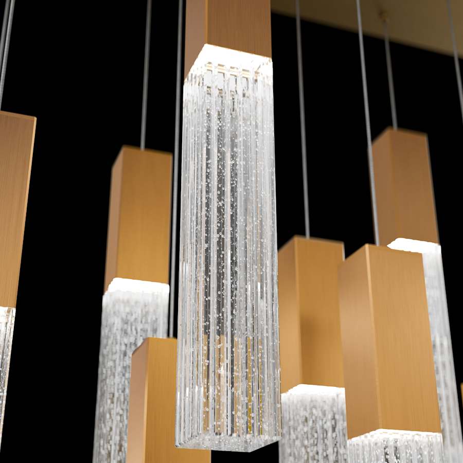Modern Forms Cinema 54" Wide LED Crystal Linear Pendant with Clear, Seedy Crystal Shades - Image 2