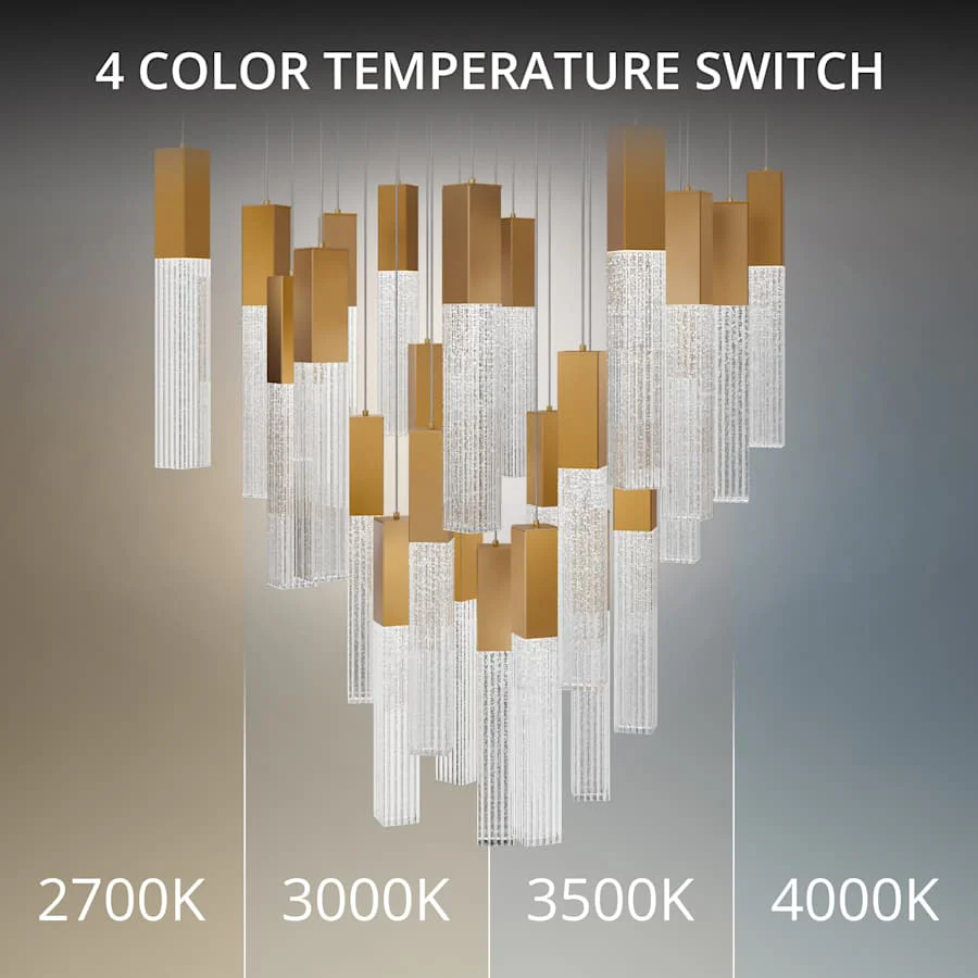 Modern Forms Cinema 28" Wide LED Crystal Multi Light Pendant with Clear, Seedy Crystal Shades - Image 2