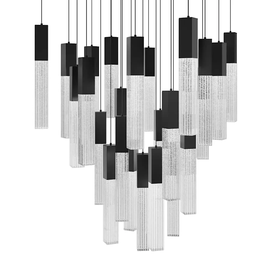 Modern Forms Cinema 28" Wide LED Crystal Multi Light Pendant with Clear, Seedy Crystal Shades - Image 1
