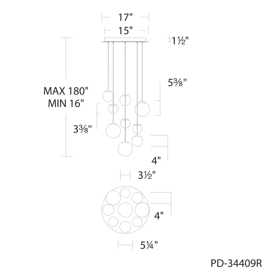 Modern Forms Pisces 9 Light 17" Wide LED Multi Light Pendant - Image 3