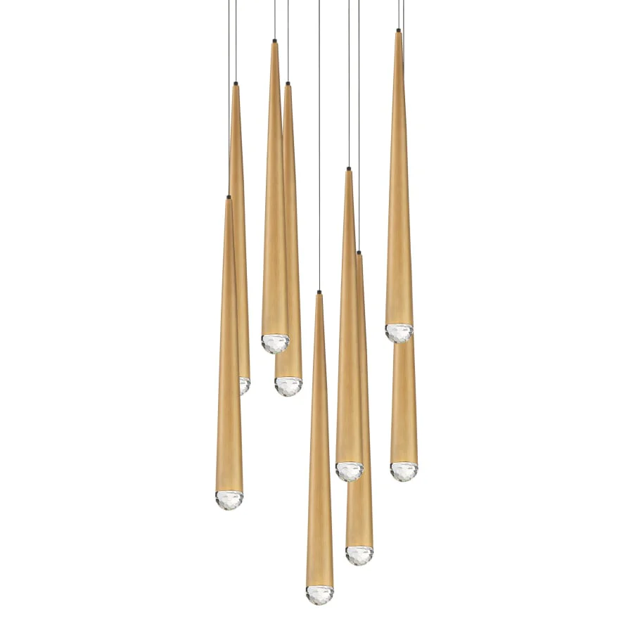 Modern Forms Cascade 9 Light 17" Wide LED Suspended Multi Light Pendant with K-2 Hand Cut Clear Crystal Shades - Image 1
