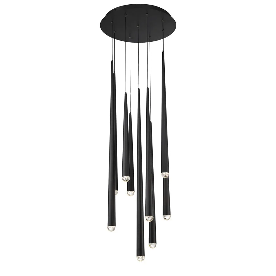 Modern Forms Cascade 9 Light 17" Wide LED Suspended Multi Light Pendant with K-2 Hand Cut Clear Crystal Shades - Image 2