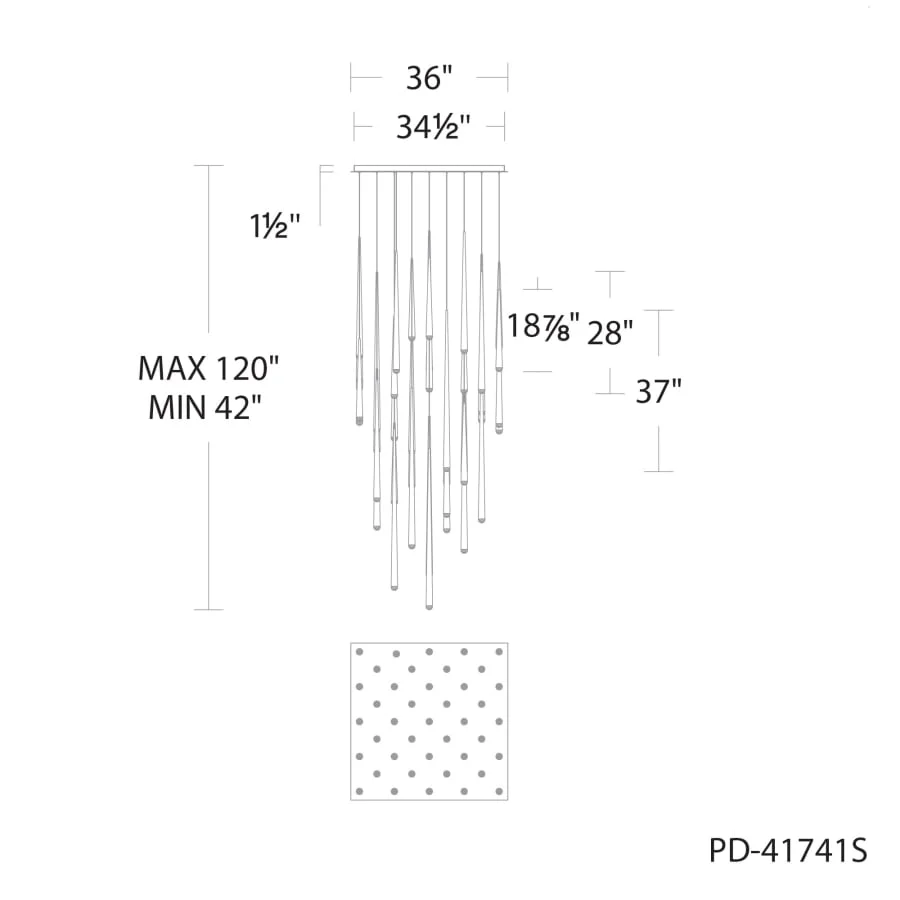 Modern Forms Cascade 41 Light 36" Wide LED Crystal Multi Light Pendant - Image 2