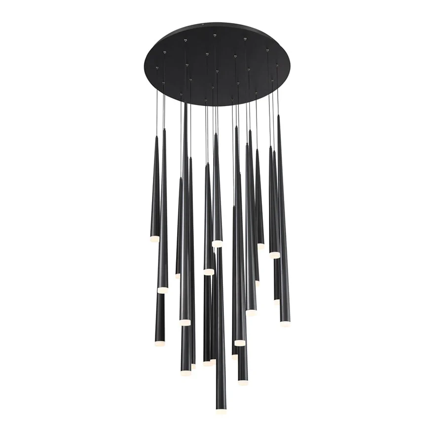 Modern Forms Cascade 21 Light 26" Wide LED Crystal Multi Light Pendant with Frosted Glass Endcap Shades - Image 2