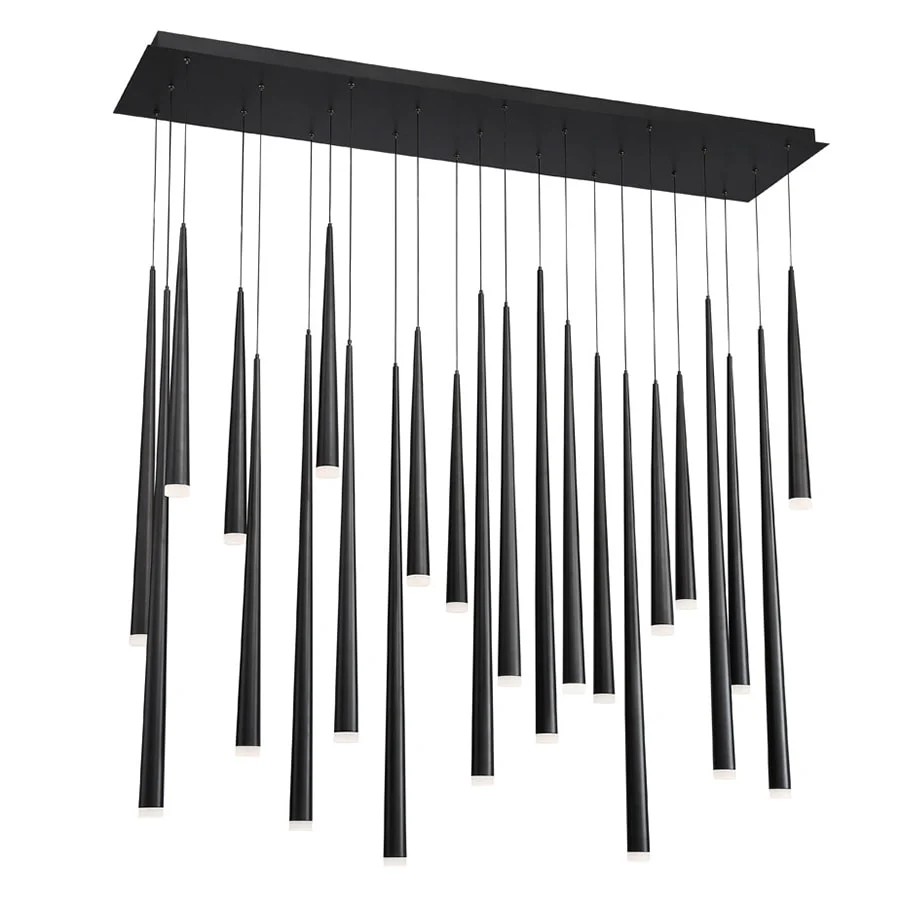 Modern Forms Cascade 23 Light 54" Wide LED Crystal Linear Multi Light Pendant with Frosted Glass Endcap Shades - Image 2