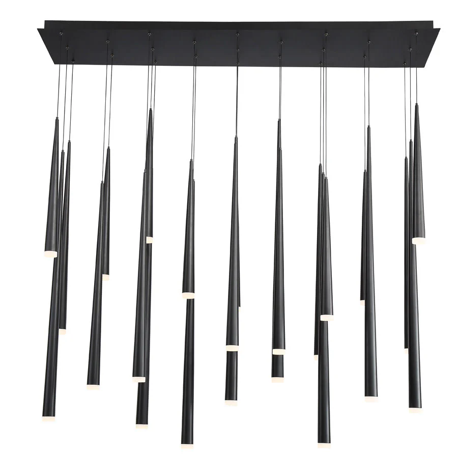 Modern Forms Cascade 23 Light 54" Wide LED Crystal Linear Multi Light Pendant with Frosted Glass Endcap Shades - Image 1