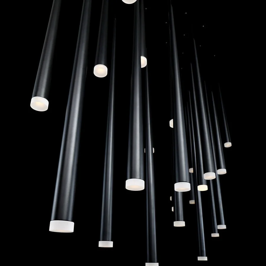 Modern Forms Cascade 23 Light 54" Wide LED Crystal Linear Multi Light Pendant with Frosted Glass Endcap Shades - Image 3