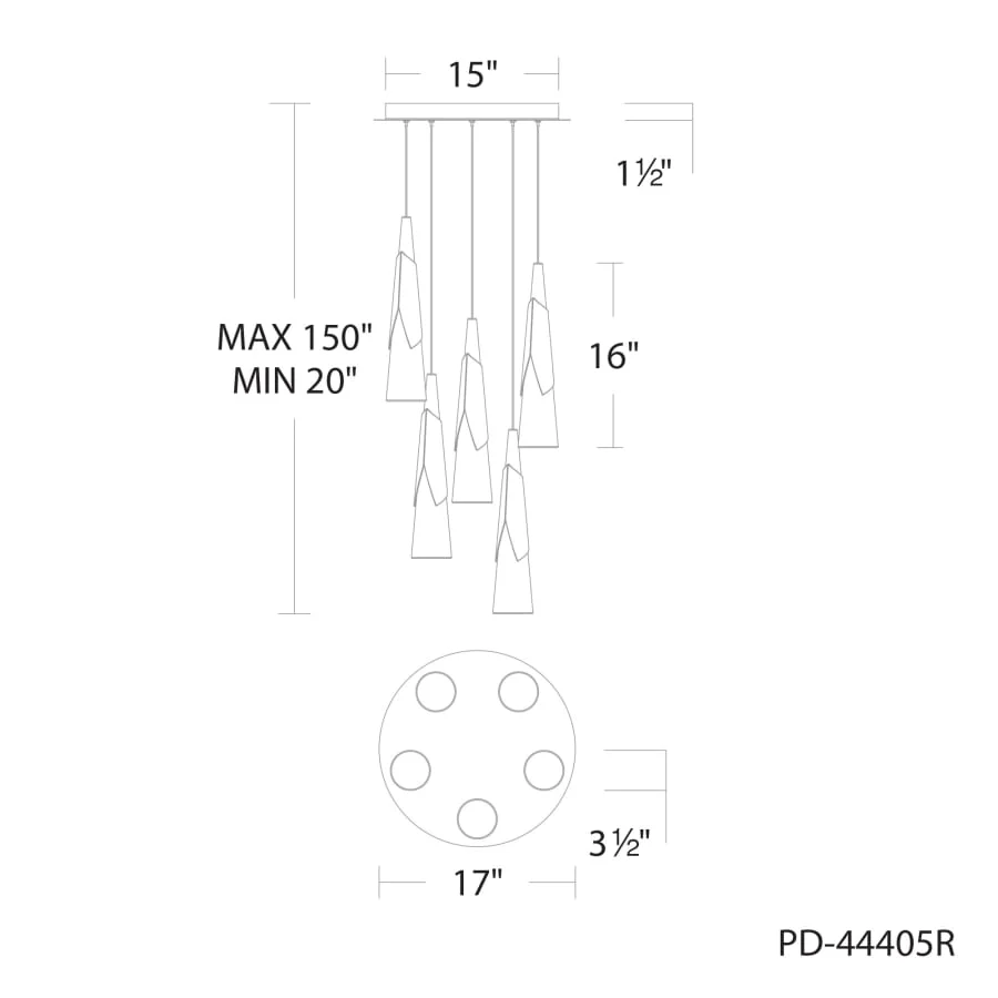 Modern Forms Kilt 5 Light 17" Wide LED Suspension Multi Light Pendant - Image 3