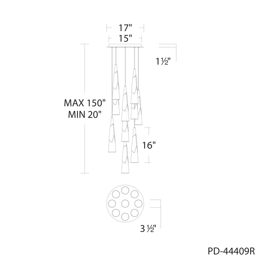 Modern Forms Kilt 9 Light 17" Wide LED Suspension Multi Light Pendant - Image 3