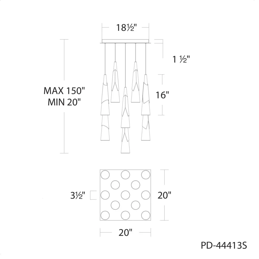 Modern Forms Kilt 13 Light 20" Wide LED Suspension Multi Light Pendant - Image 3