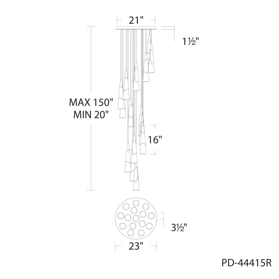 Modern Forms Kilt 15 Light 23" Wide LED Suspension Multi Light Pendant - Image 2