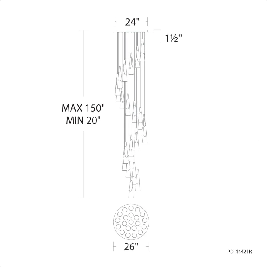 Modern Forms Kilt 21 Light 26" Wide LED Suspension Multi Light Pendant - Image 3