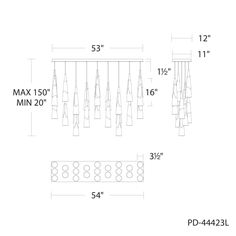 Modern Forms Kilt 23 Light 12" Wide LED Suspension Multi Light Pendant - Image 3