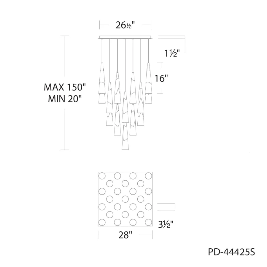 Modern Forms Kilt 25 Light 28" Wide LED Suspension Multi Light Pendant - Image 3