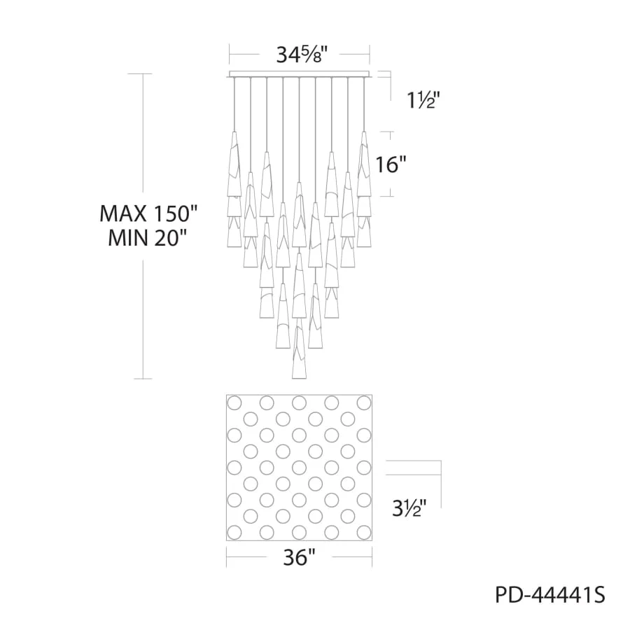 Modern Forms Kilt 41 Light 36" Wide LED Suspension Multi Light Pendant - Image 3