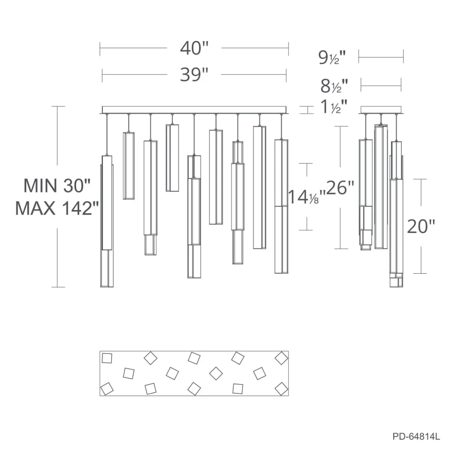 Modern Forms Chaos 14 Light 10" Wide LED Suspension Linear Pendant - Image 3