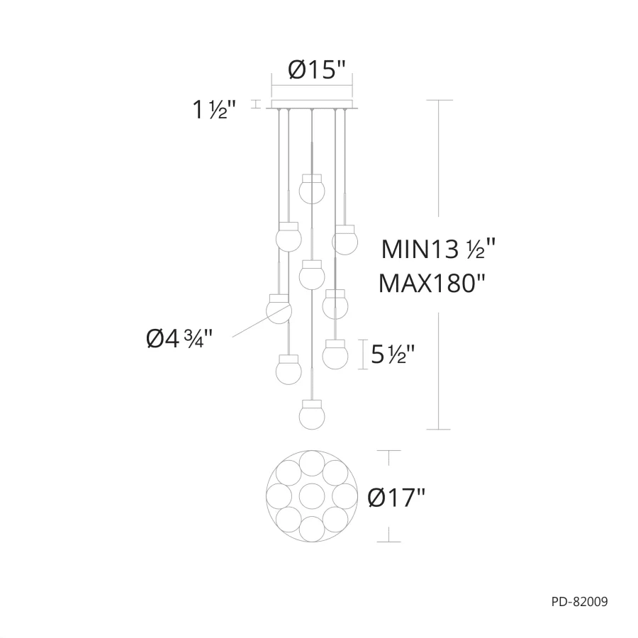 Modern Forms Double Bubble 9 Light 17" Wide LED Suspension Multi Light Pendant - Image 3