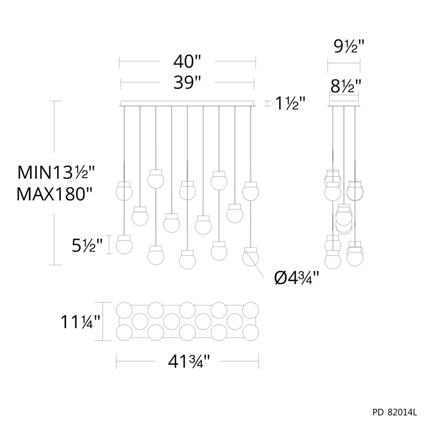 Modern Forms Double Bubble 14 Light 10" Wide LED Suspension Multi Light Pendant - Image 3