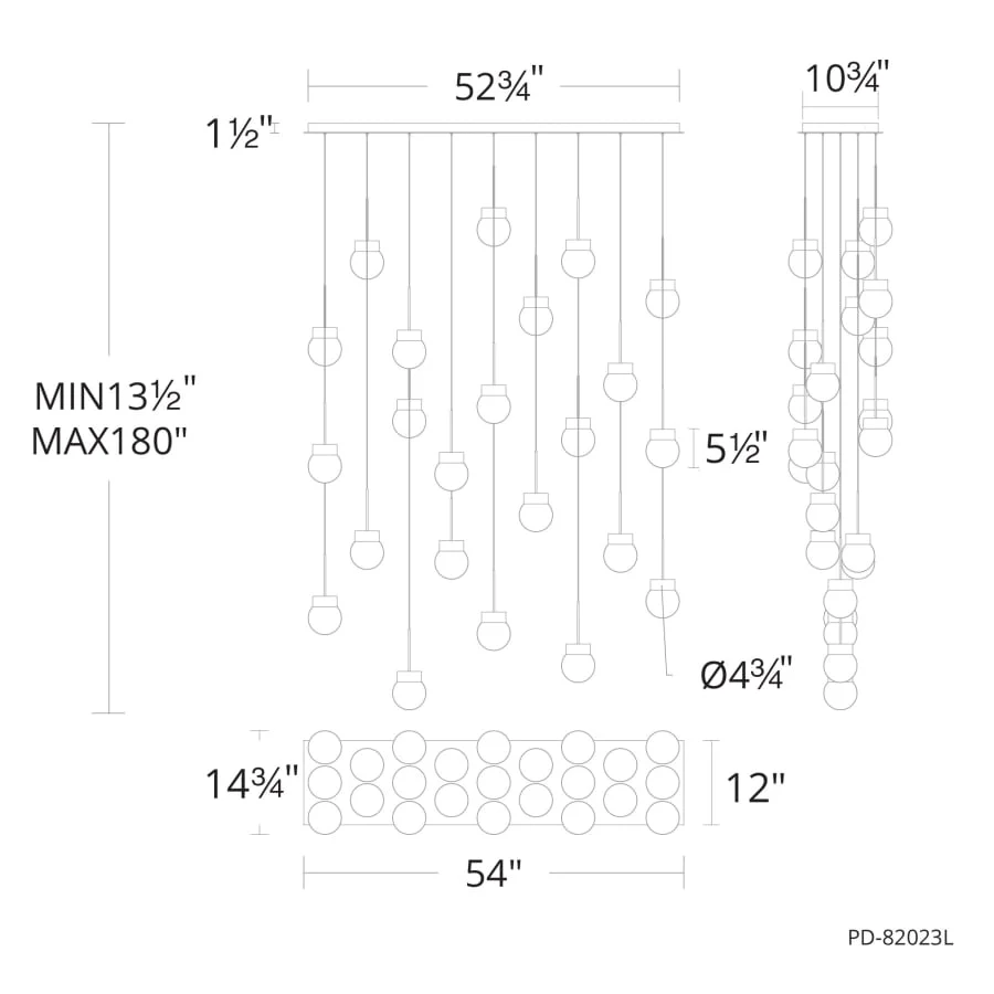 Modern Forms Double Bubble 23 Light 14" Wide LED Suspension Multi Light Pendant - Image 3