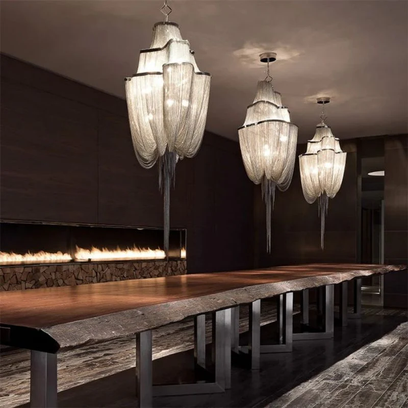 Modern Aluminum Chain Tassel Chandelier - Image 2