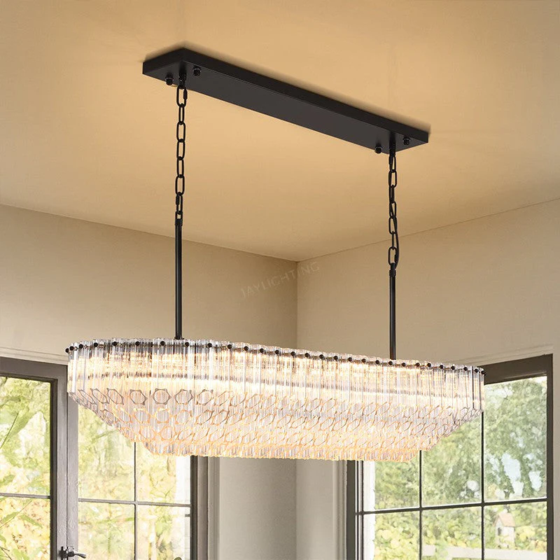 Oblique Plum Rectangular Chandelier 43"L - Image 1