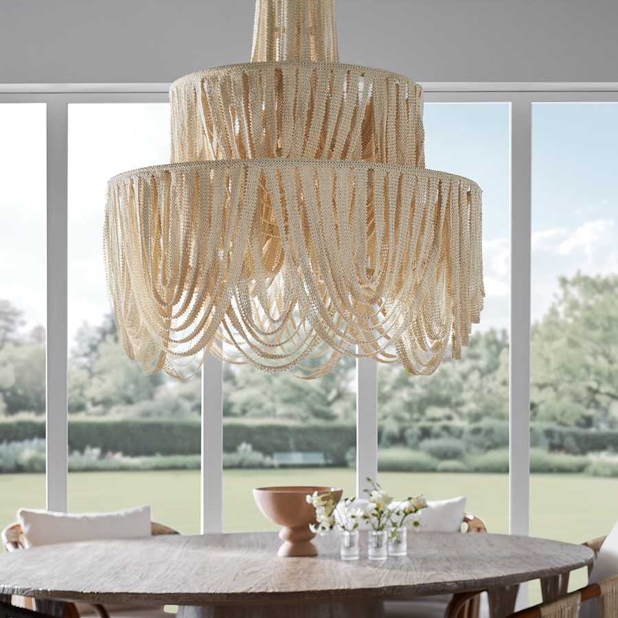 Palecek Selita 8 Light 43" Wide Beaded Ring Chandelier - Image 3