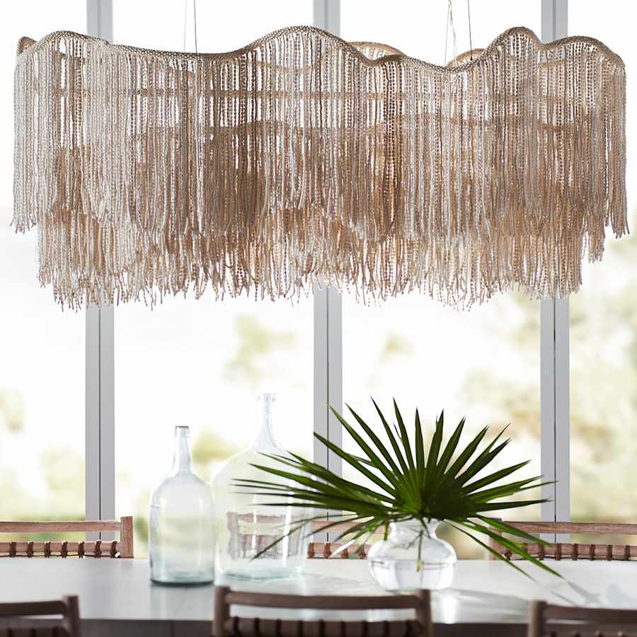 Palecek Elena 6 Light 55" Wide Beaded Linear Chandelier - Image 2