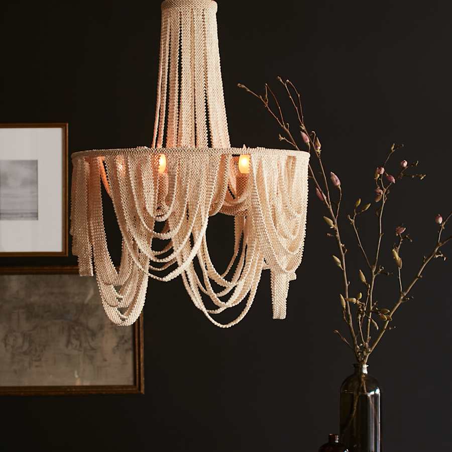 Palecek Selita 4 Light 27" Wide Beaded Ring Chandelier - Image 3