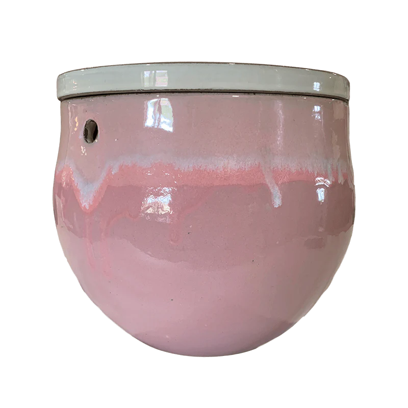12″ Cream Over Cotton Candy Teardrop Self Watering Pot