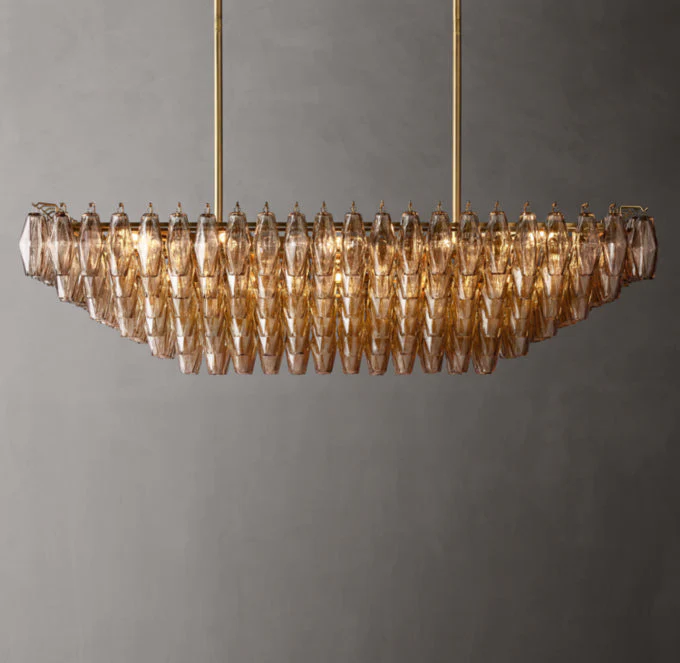 Chiara Tiered Rectangular Pendant Chandelier with Smoke Glass, 54" - Image 3