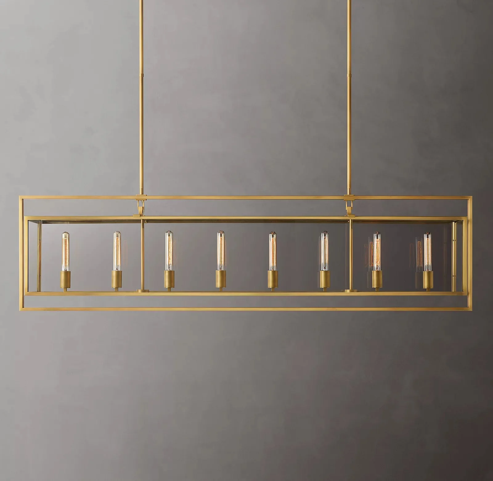 Beckman Glass Lantern Rectangular Chandelier 72" - Image 1