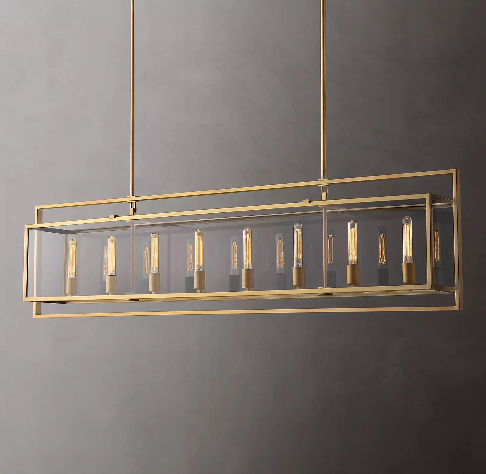 Beckman Glass Lantern Rectangular Chandelier 72" - Image 3