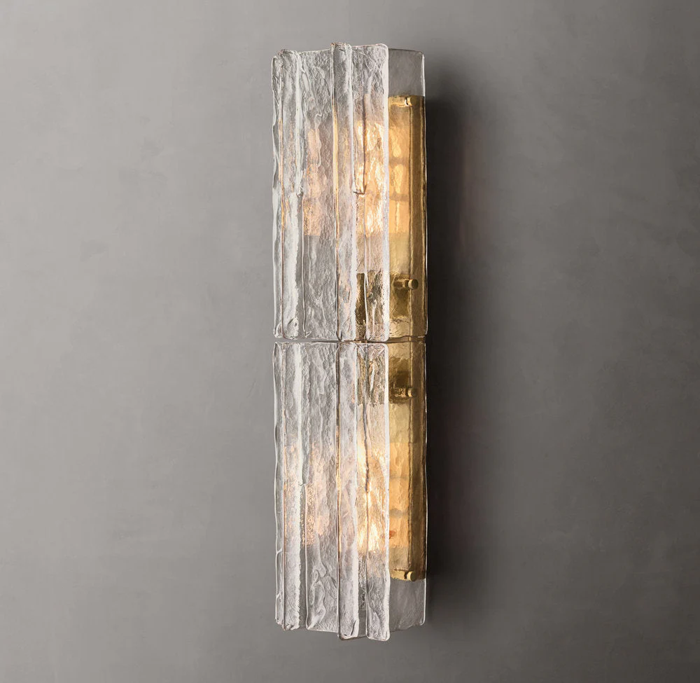 Grid Pattern Clear Glass Wall Sconce 30" - Image 3