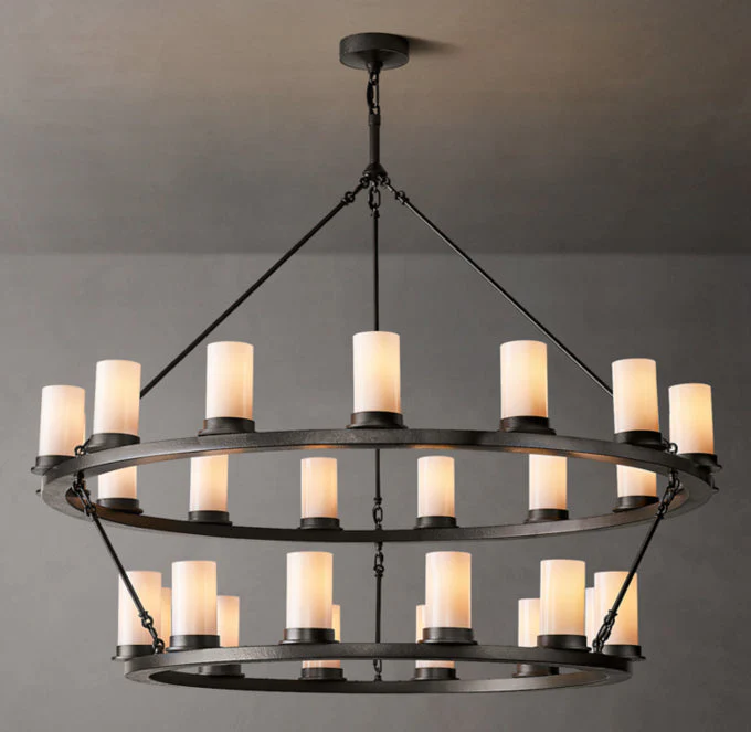 Ondra Double-Tier Opal Glass Pendant Light 48" - Image 3