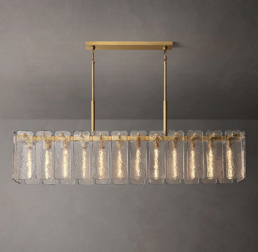 Calamette Rectangular Glass Ceiling Chandelier 72" - Image 3