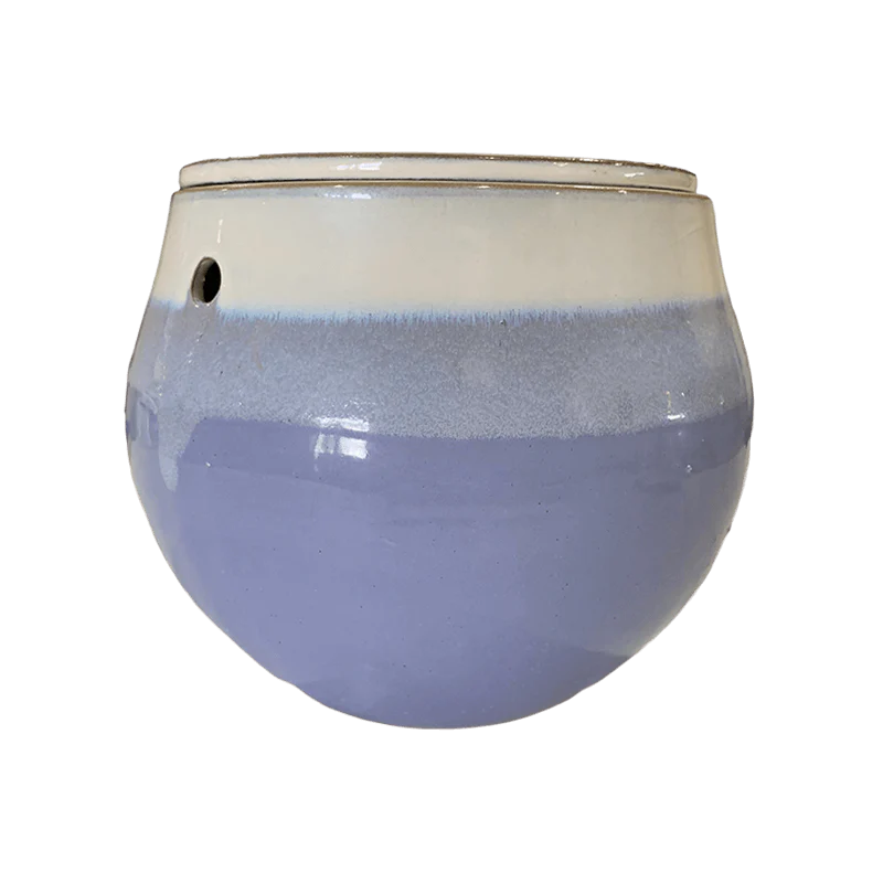 10″ Cream Over Lavender Teardrop Self Watering Pot