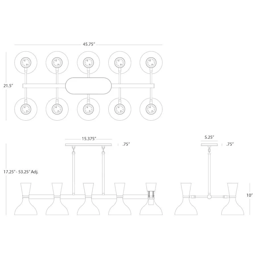 Robert Abbey Clare 10 Light 46" Wide Chandelier - Image 2