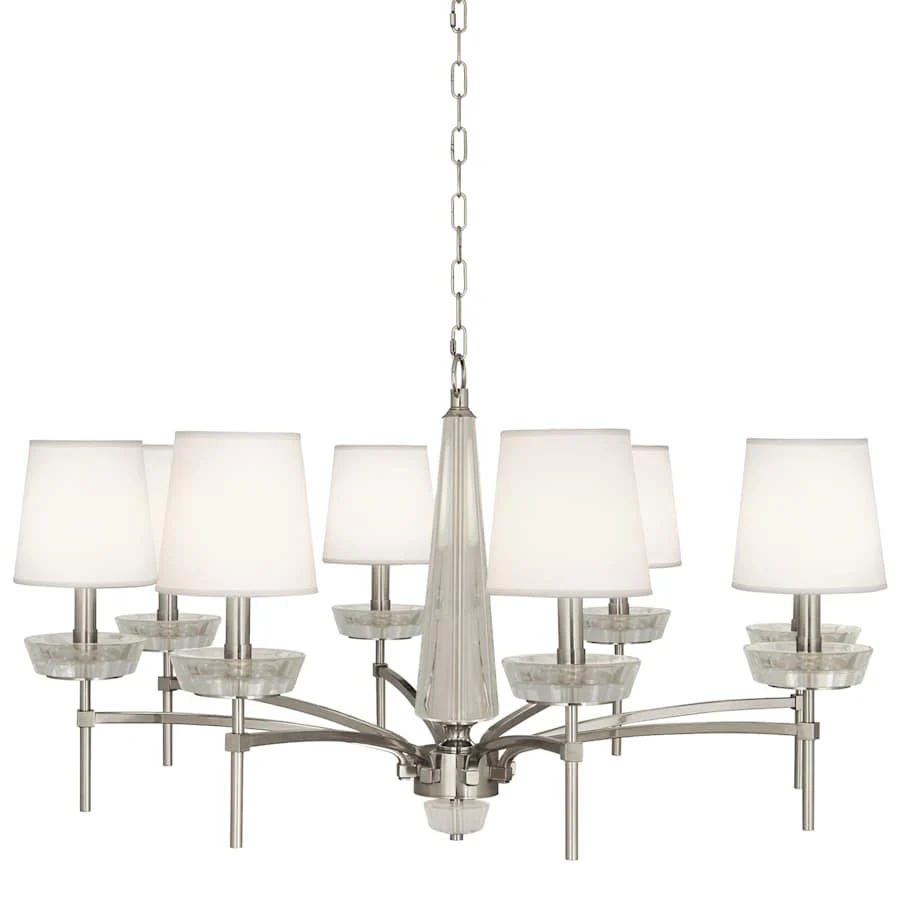 Robert Abbey Cristallo 8 Light 41" Wide Crystal Chandelier with Fabric Shades - Image 1