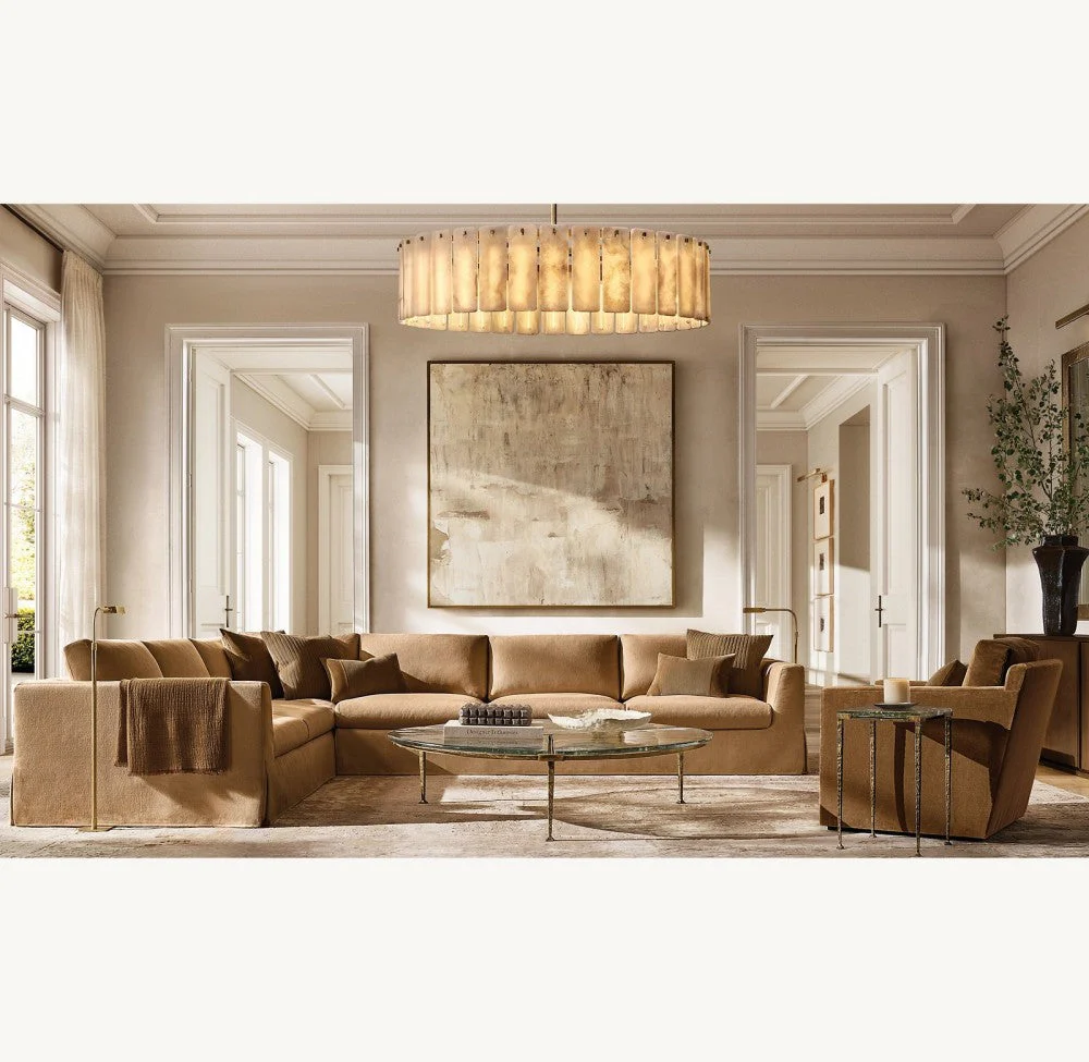 Belamet Alabaster Round Chandelier 48"D - Image 3