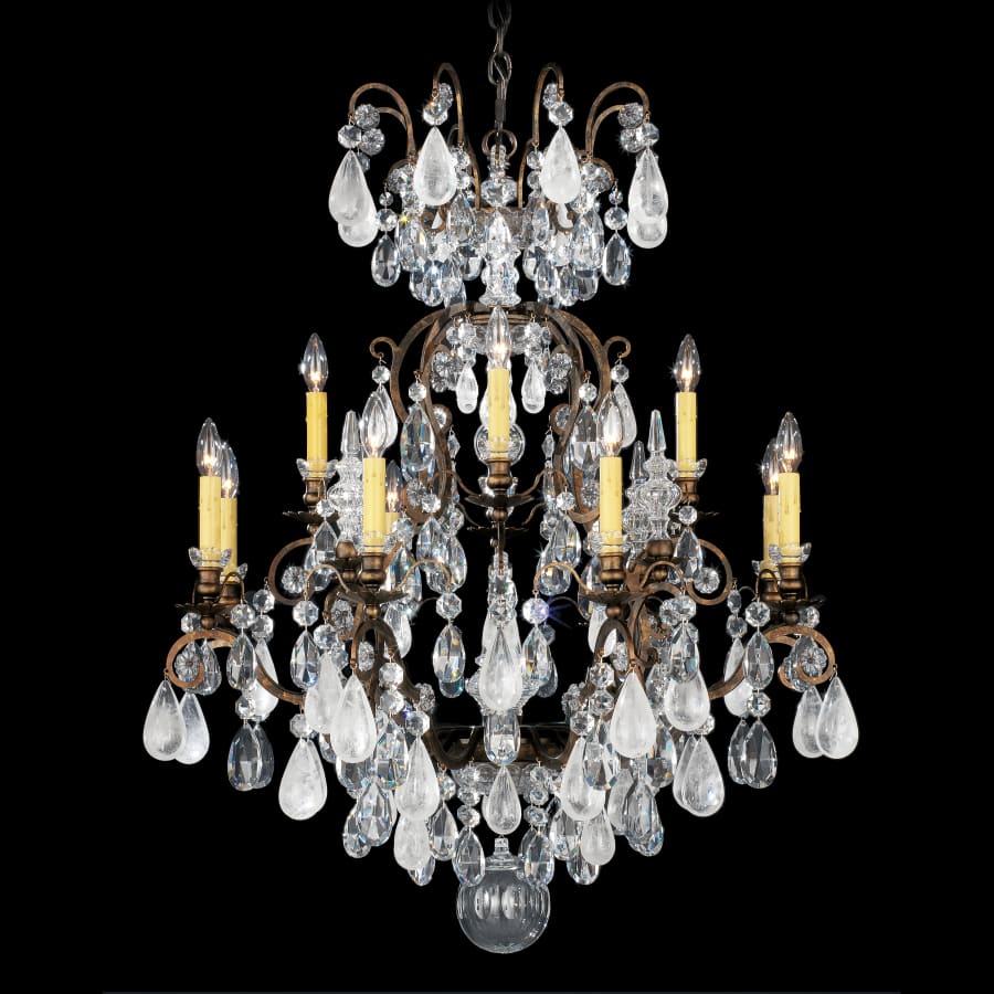Schonbek Renaissance 13 Light 32" Wide Crystal Chandelier with Amethyst and Black Diamond Rock Crystals - Image 1