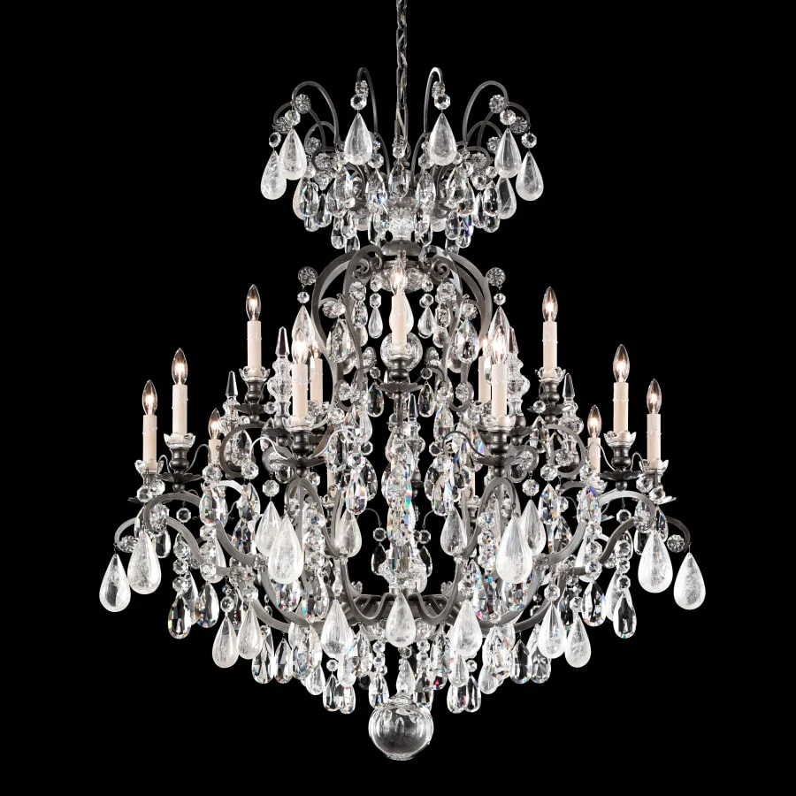 Schonbek Renaissance 16 Light 38" Wide Crystal Chandelier with Smoke Topaz and Olivine Rock Crystals - Image 1