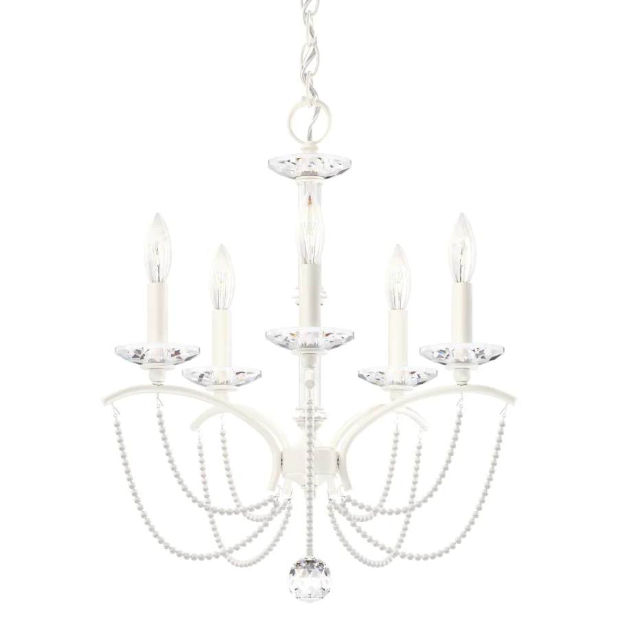 Schonbek Priscilla 5 Light 18" Wide Crystal Chandelier with White Pearl Beads - Image 1