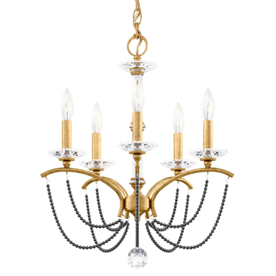 Schonbek Priscilla 5 Light 18" Wide Crystal Chandelier with Dark Grey Pearl Beads - Image 1
