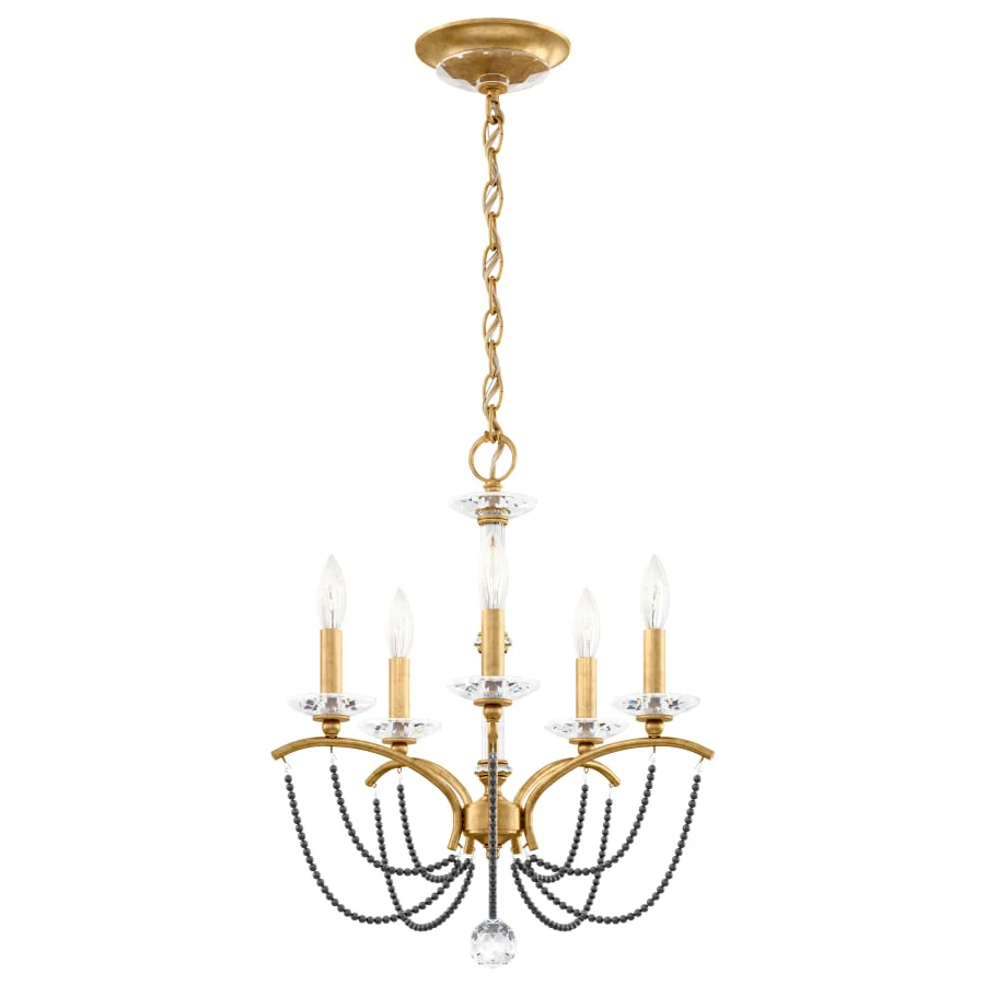 Schonbek Priscilla 5 Light 18" Wide Crystal Chandelier with Dark Grey Pearl Beads - Image 3