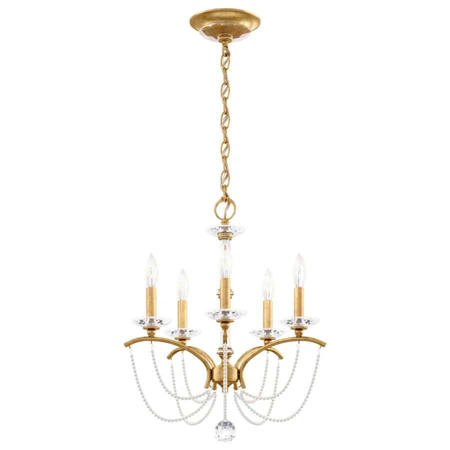 Schonbek Priscilla 5 Light 18" Wide Crystal Chandelier with White Pearl Beads - Image 3