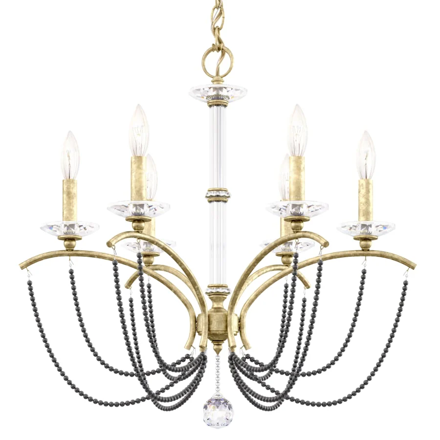 Schonbek Priscilla 6 Light 24" Wide Crystal Chandelier with Dark Grey Pearl Beads - Image 1