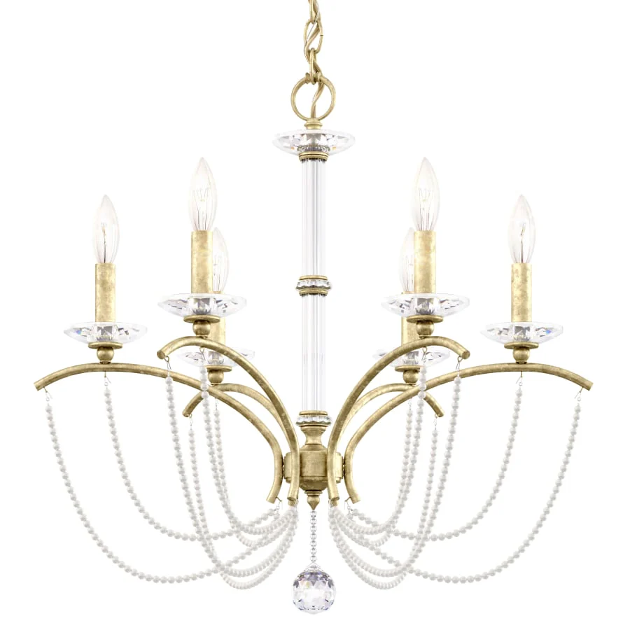 Schonbek Priscilla 6 Light 24" Wide Crystal Chandelier with White Pearl Beads - Image 1