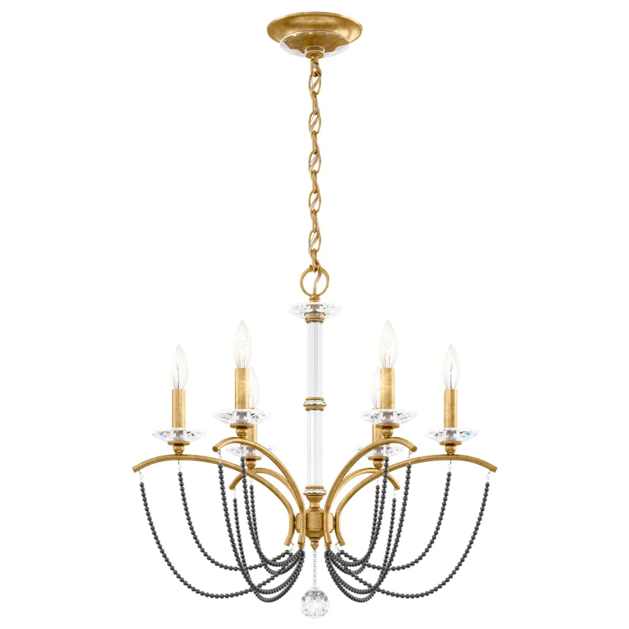 Schonbek Priscilla 6 Light 24" Wide Crystal Chandelier with Dark Grey Pearl Beads - Image 3