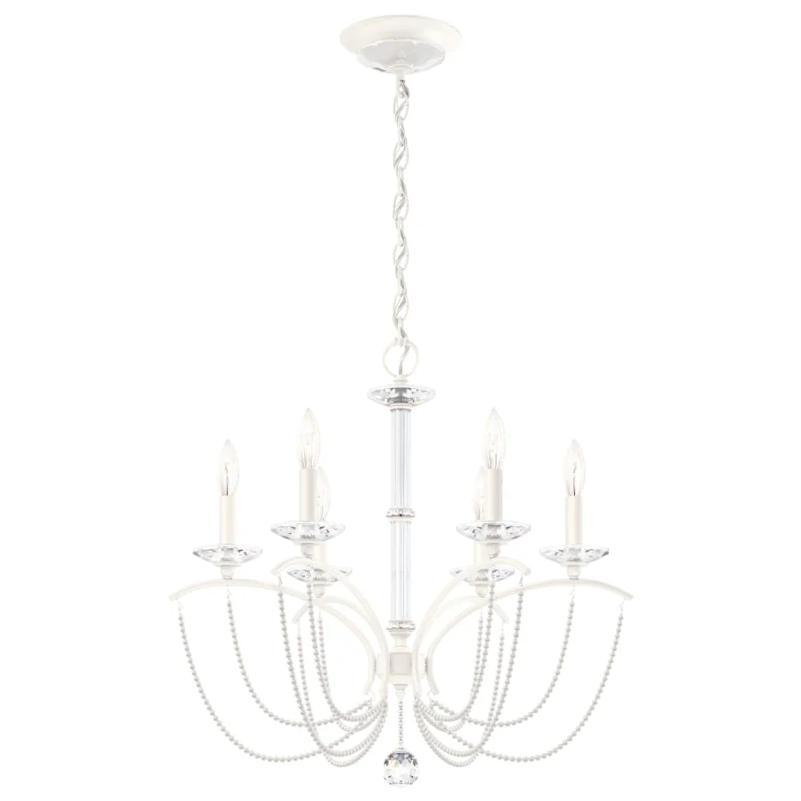 Schonbek Priscilla 6 Light 24" Wide Crystal Chandelier with White Pearl Beads - Image 2
